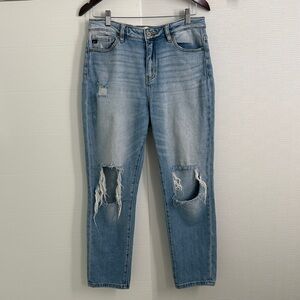 Kancan Light Wash Distressed High Waist Denim Jean Size 27 / 7